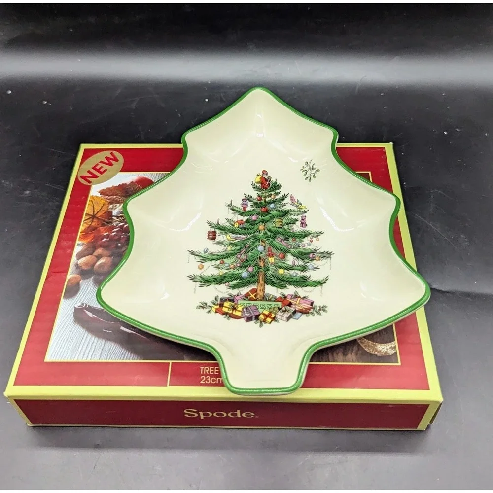 SPODE Christmas Tree Shaped Candy Nut Dish Bowl 8
